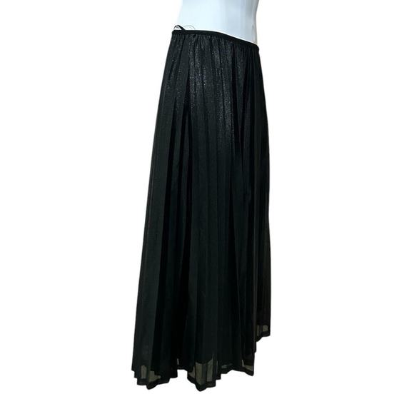 Vero Moda Black Sparkly Pleated Midi Skirt Sz S Elastic Waist Lined Accordion - Picture 4 of 6